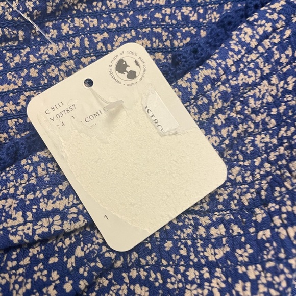 NWT Free People Women's Brittnee Printed Top in Blue Combo Ditzy floral Size M - Picture 9 of 11